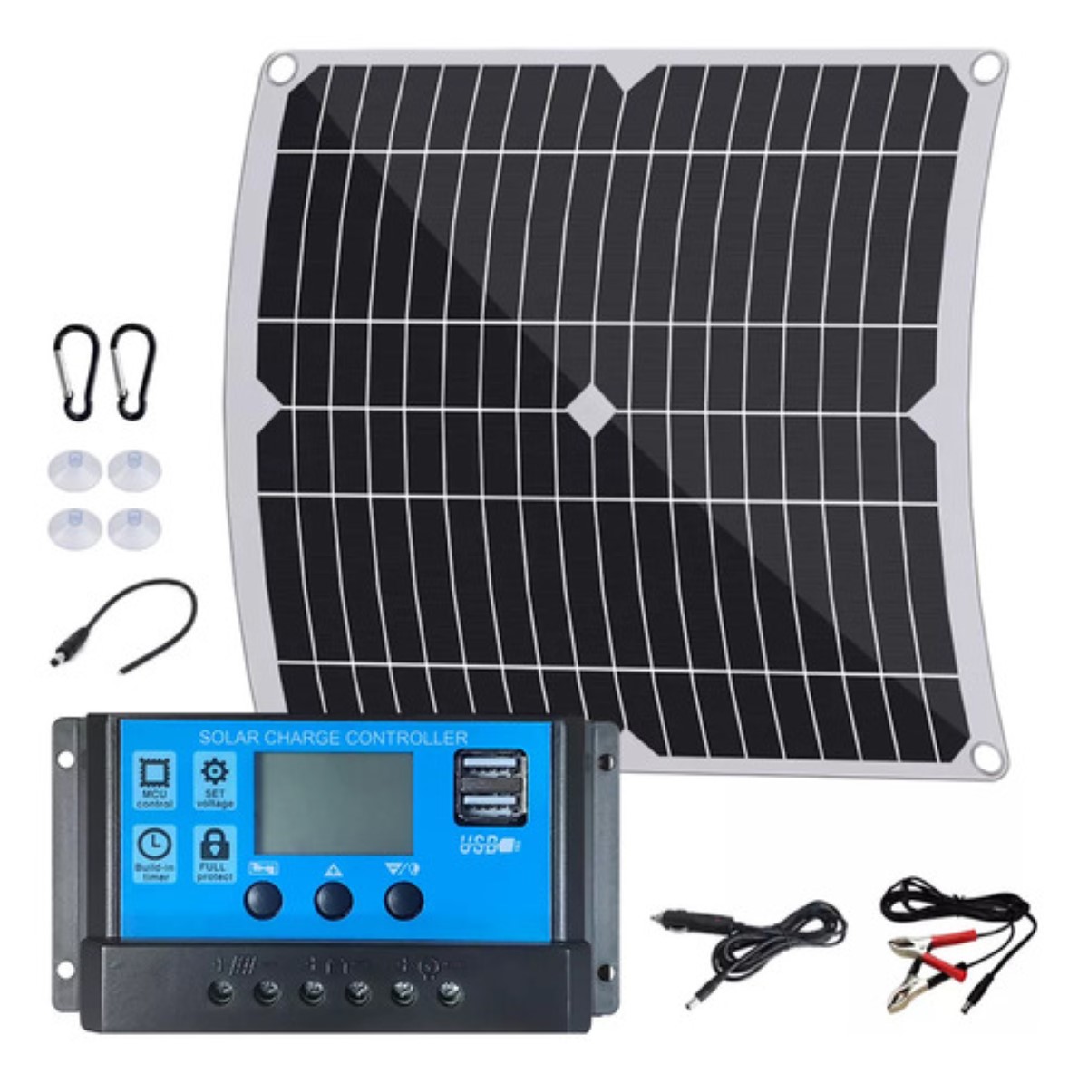 Kit De Controlador Económico Carga Panel Solar De 100 negro Azul