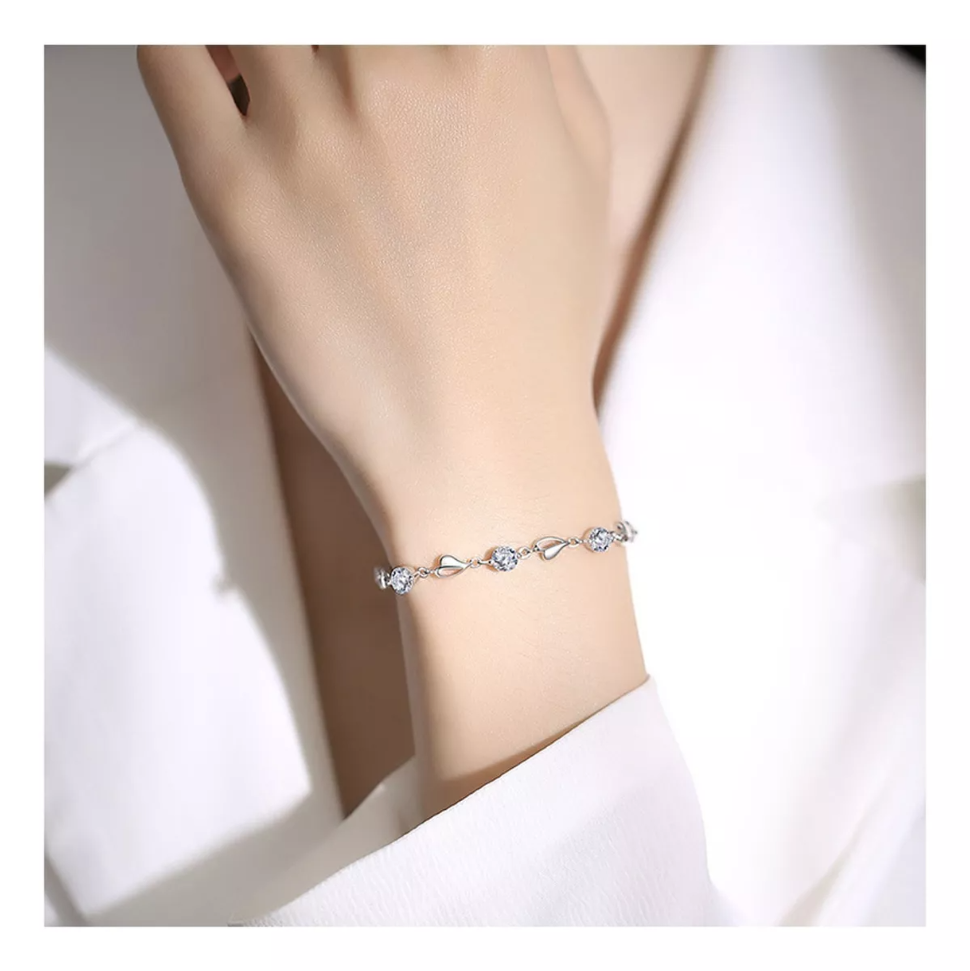 2pzs Pulseras Plata Mujeres Corazón Brazaletes Regalos