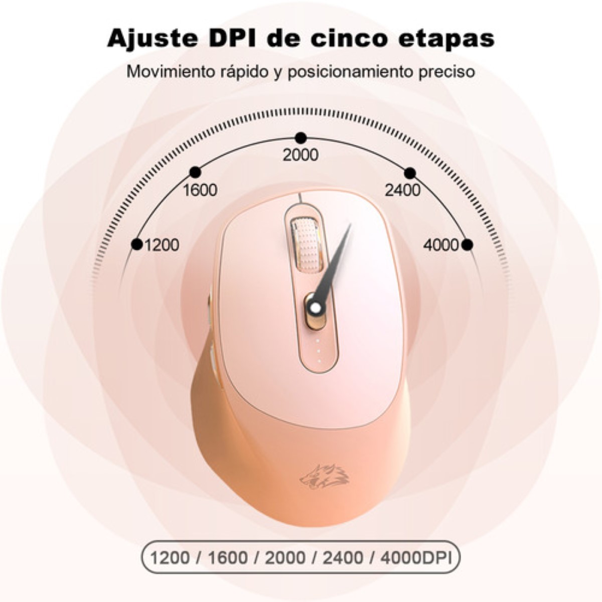 Mouse Inalámbrico Silencioso Ergonómico Rosa Palido
