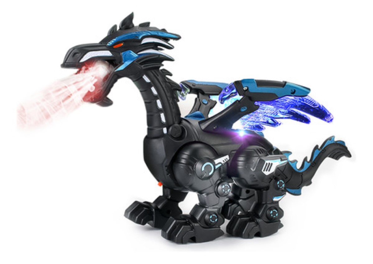 Juguete Dinosaurio  Robot En Spray Caminar Color Negro