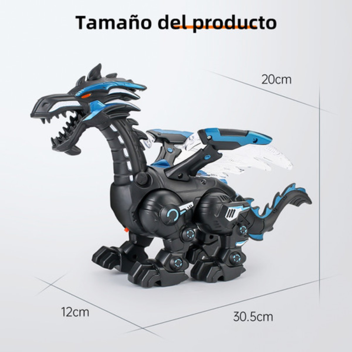 Juguete Dinosaurio  Robot En Spray Caminar Color Negro