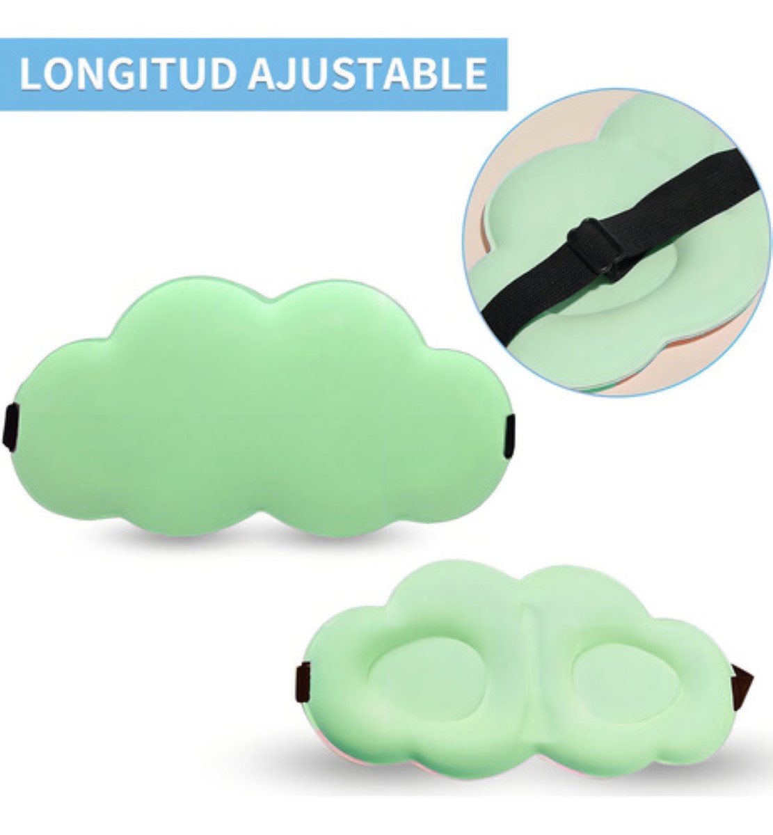 "Antifaz Nube 3d Dormir Adjustable Verde "