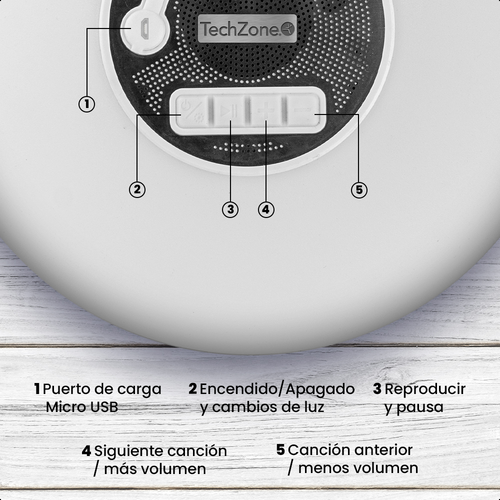 BOCINA TECHZONE BLUETOOTH WATERPROOF CON LUCES RGB PAR ALBERCA