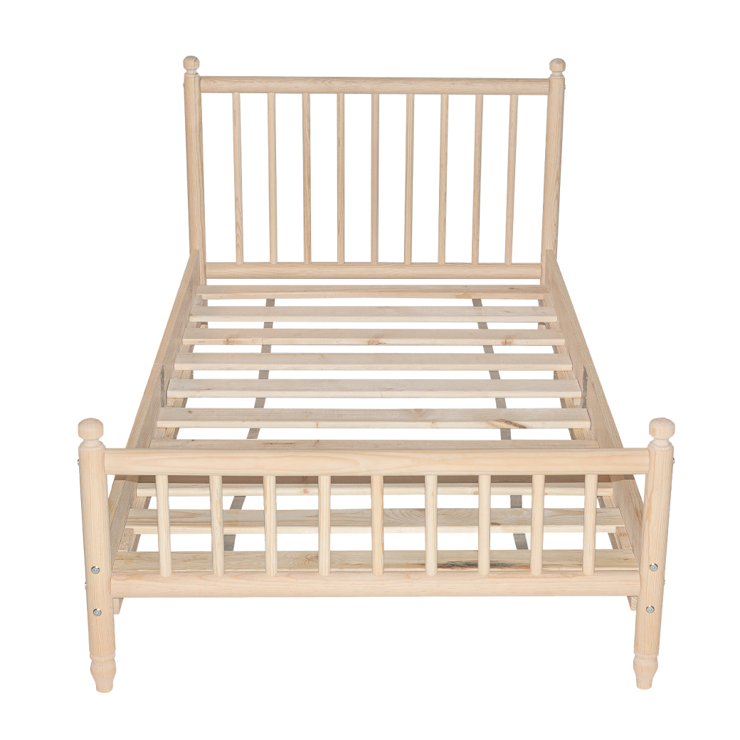Cama individual de madera con cabecera – Moderna