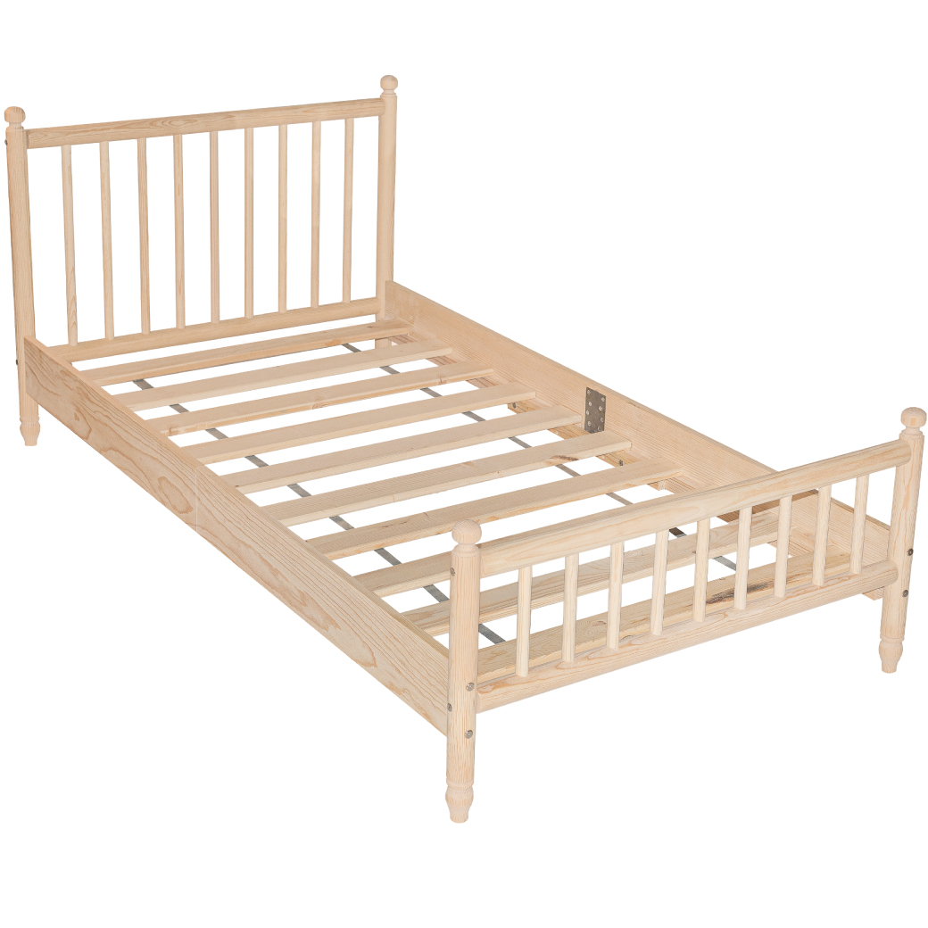 Cama individual de madera con cabecera – Moderna