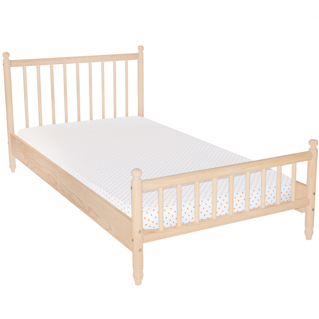 Cama individual de madera con cabecera – Moderna