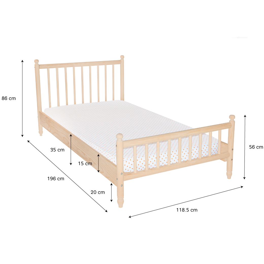 Cama individual de madera con cabecera – Moderna