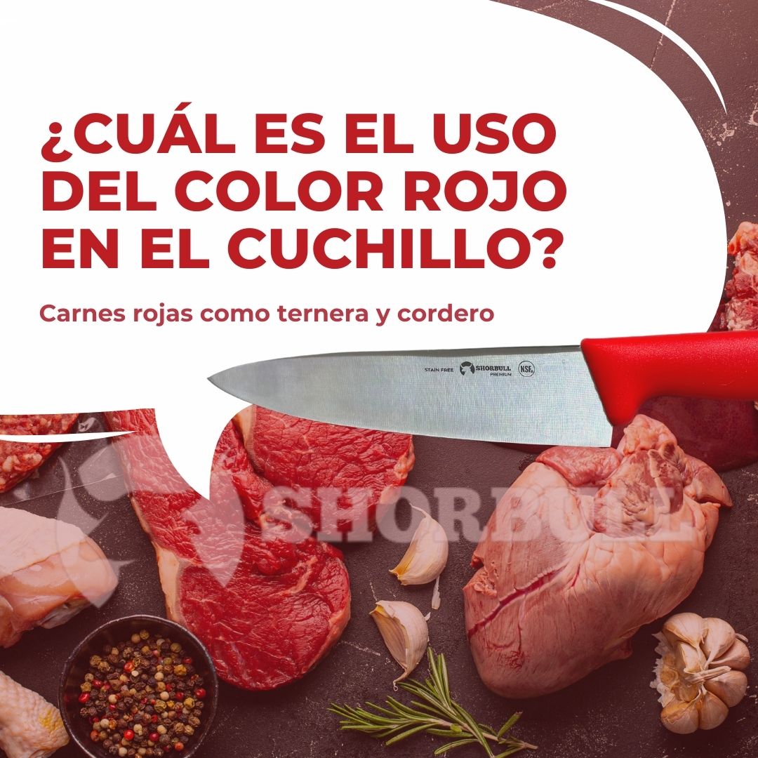 Kit de 3 cuchillos para Chef  10 inch Hoja Acero Inoxidable Mango Ergonómico Color Azul, rojo y blanco Shorbull 