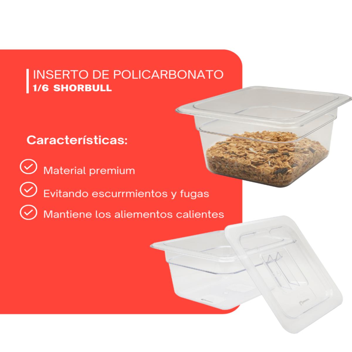  Inserto policarbonato 1/6 6cm con tapa Shorbull