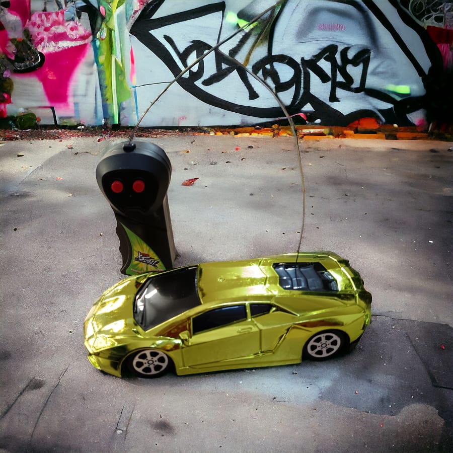 Carro Rc Juguete chico escala 1:24 Juguete Luz Sonido Arcoíris Carreras Verde Metal