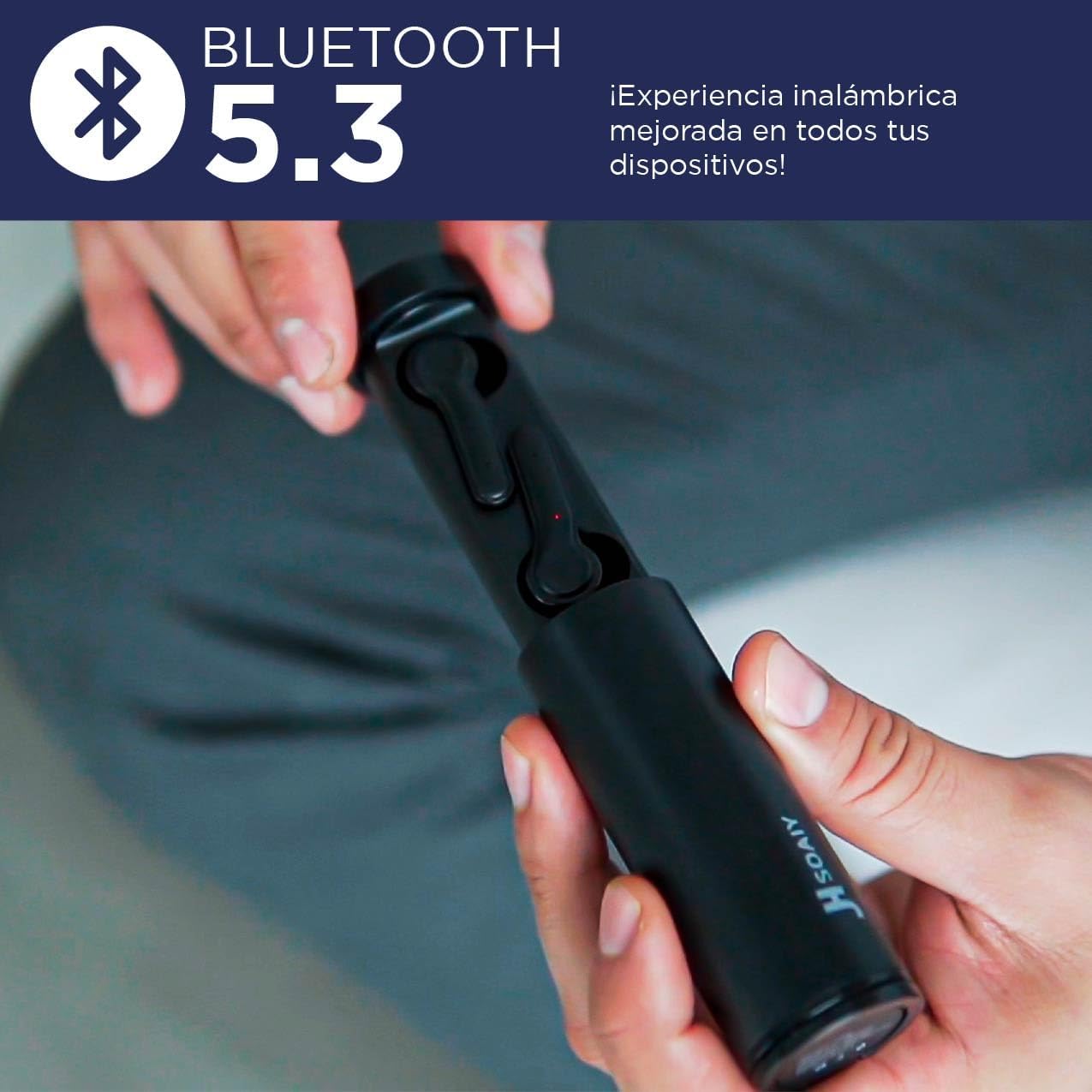 JH HOKINS Audífonos con Micrófono, Compatible con Asistente Siri, Alexa, Google, Bluetooth 5.3 con Control Táctil, Auriculares con Estuche de Carga, 13 Horas de Uso