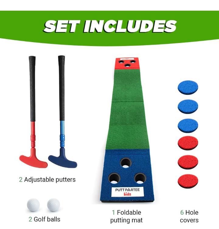 Juego de golf portátil infantil ajustable pelota real