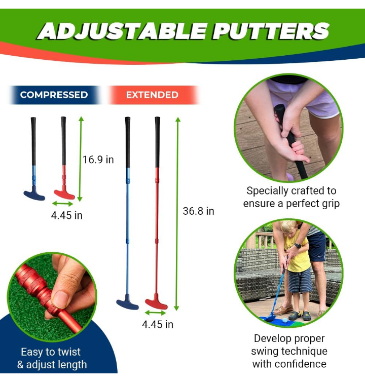 Juego de golf portátil infantil ajustable pelota real