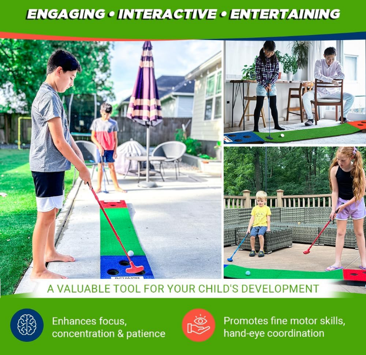 Juego de golf portátil infantil ajustable pelota real