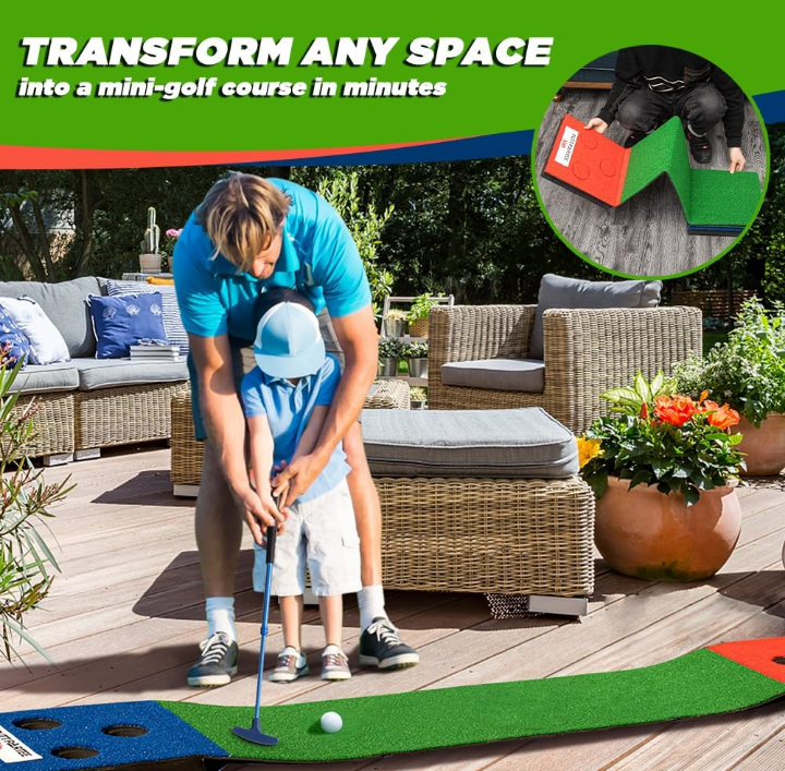 Juego de golf portátil infantil ajustable pelota real