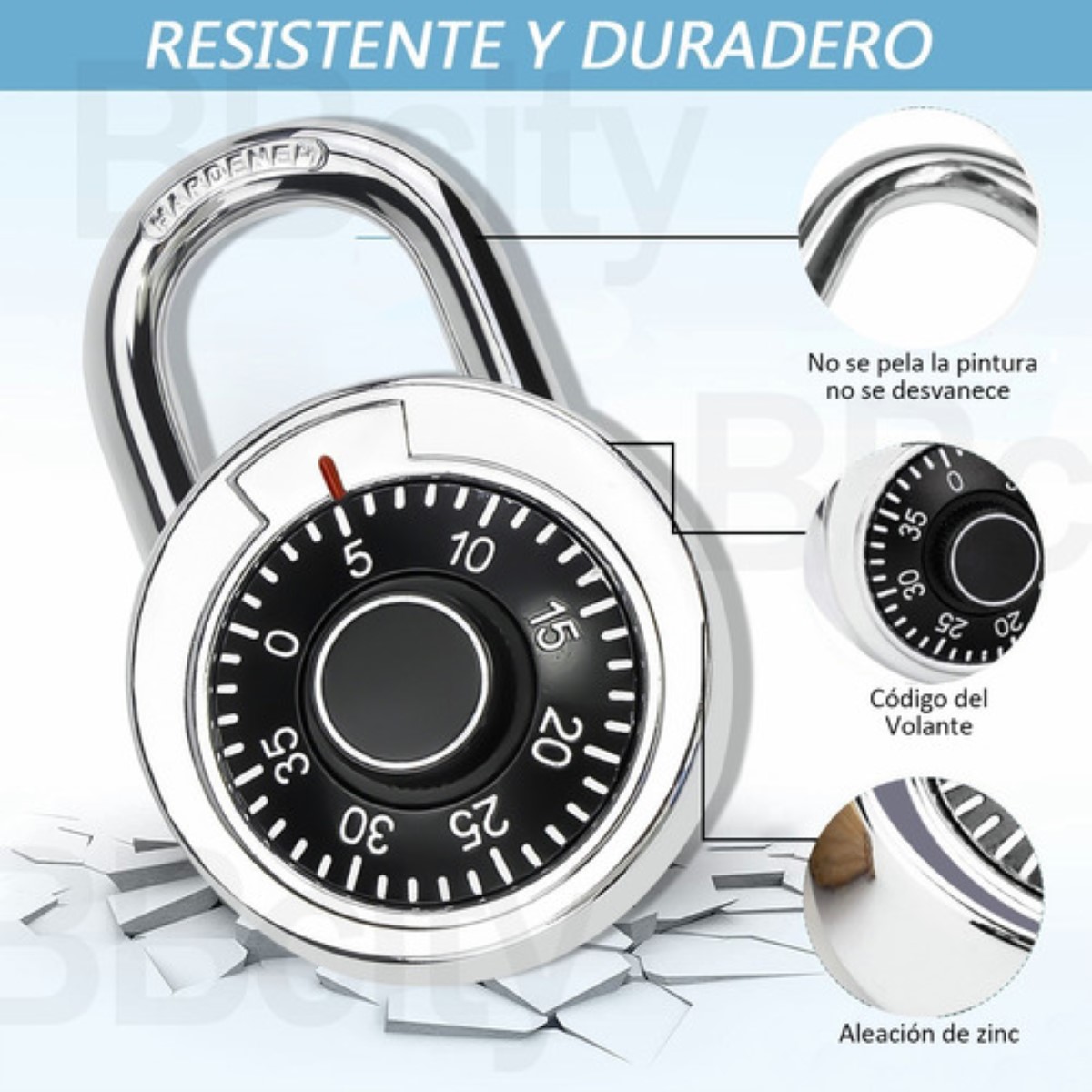 Candado De Combinación 50 Mm Con Combinación Lock Blanco 1 Pieza