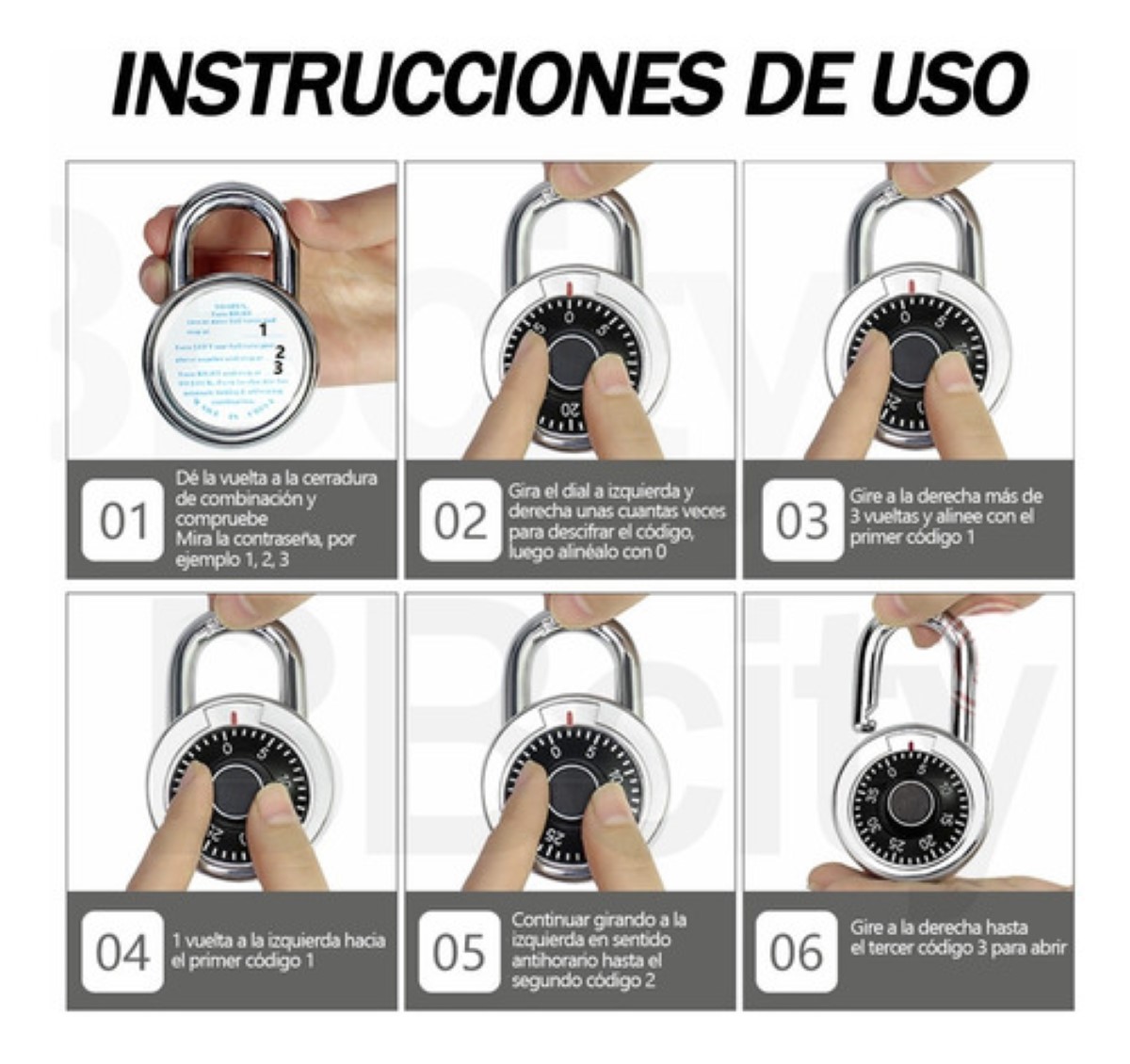 Candado De Combinación 50 Mm Con Combinación Lock Blanco 1 Pieza