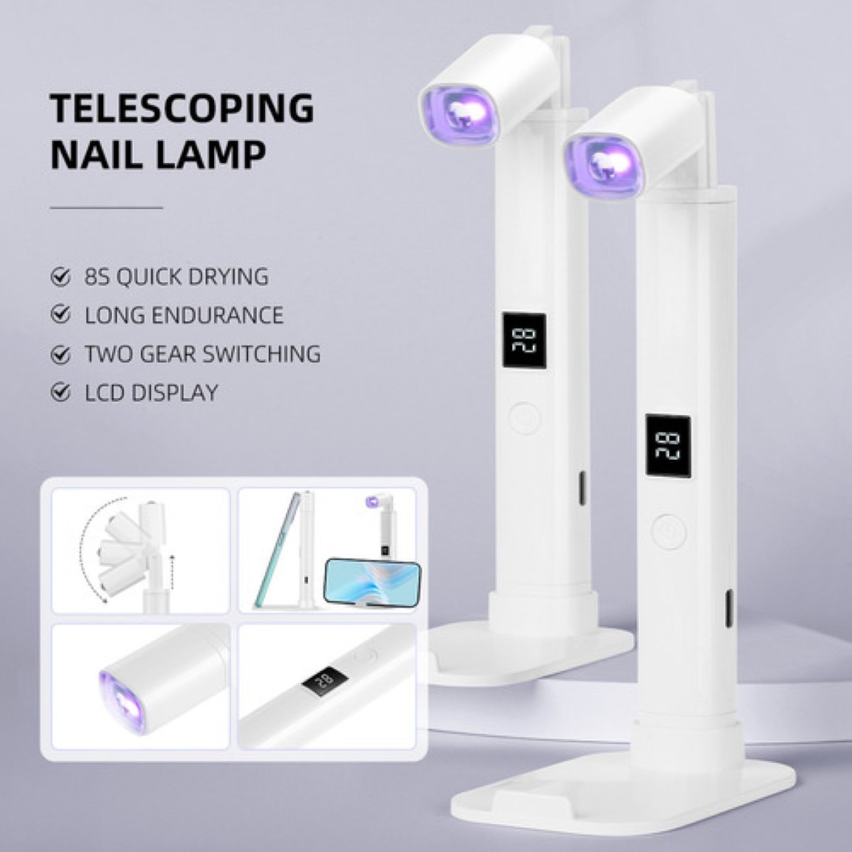 Mini Portátil Lámpara Uv Led Uñas Usb Recargable Blanca