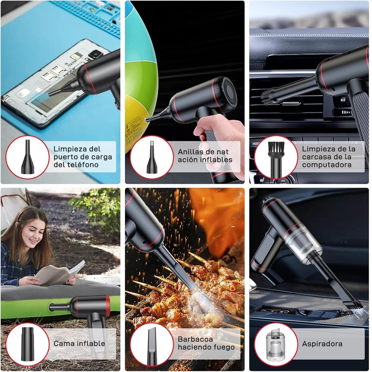Kit Limpieza Pc Inalámbrico Aire Soplador Plumero Portátil