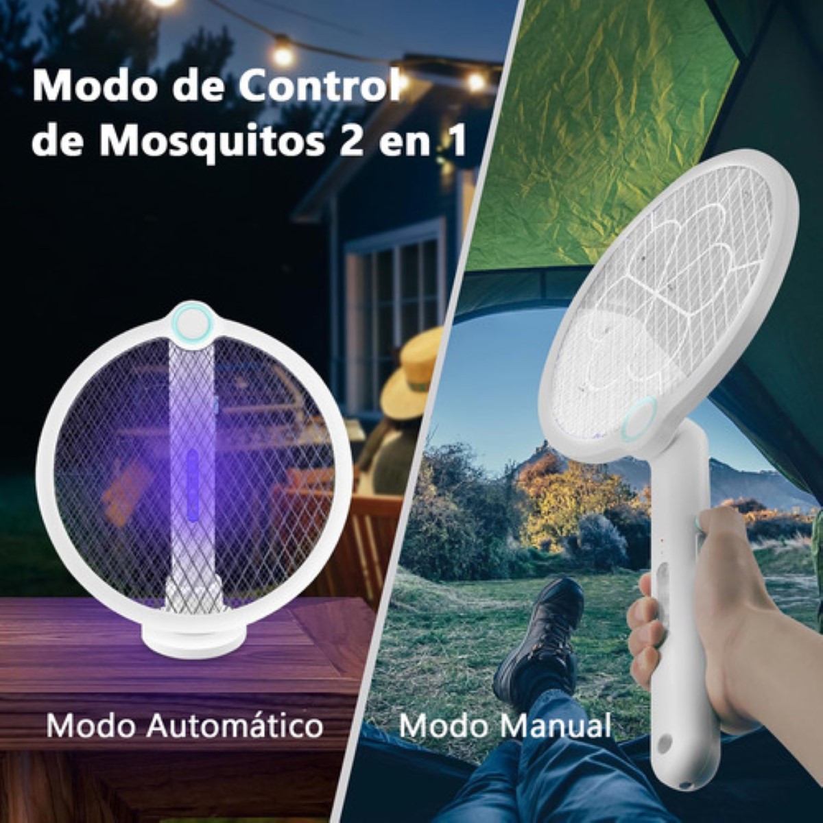 Raqueta Eléctrica Recargable Mata Moscas Y Mosquitos Blanca