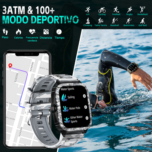 Kt71 Reloj Inteligente Hombres 3atm Impermeable Smartwatch