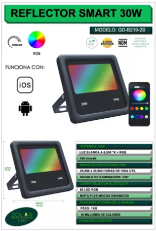 Reflector Rgb Compatible Con Android-ios Inteligente