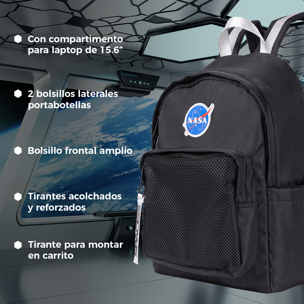 Mochila Backpack NASA SPACE Acojinada para Laptop 16 Pulgadas