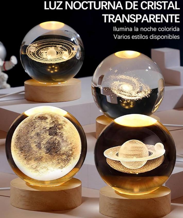 Esfera de Cristal Luminosa 3D Luna – Un Toque de Encanto en tu Decoración