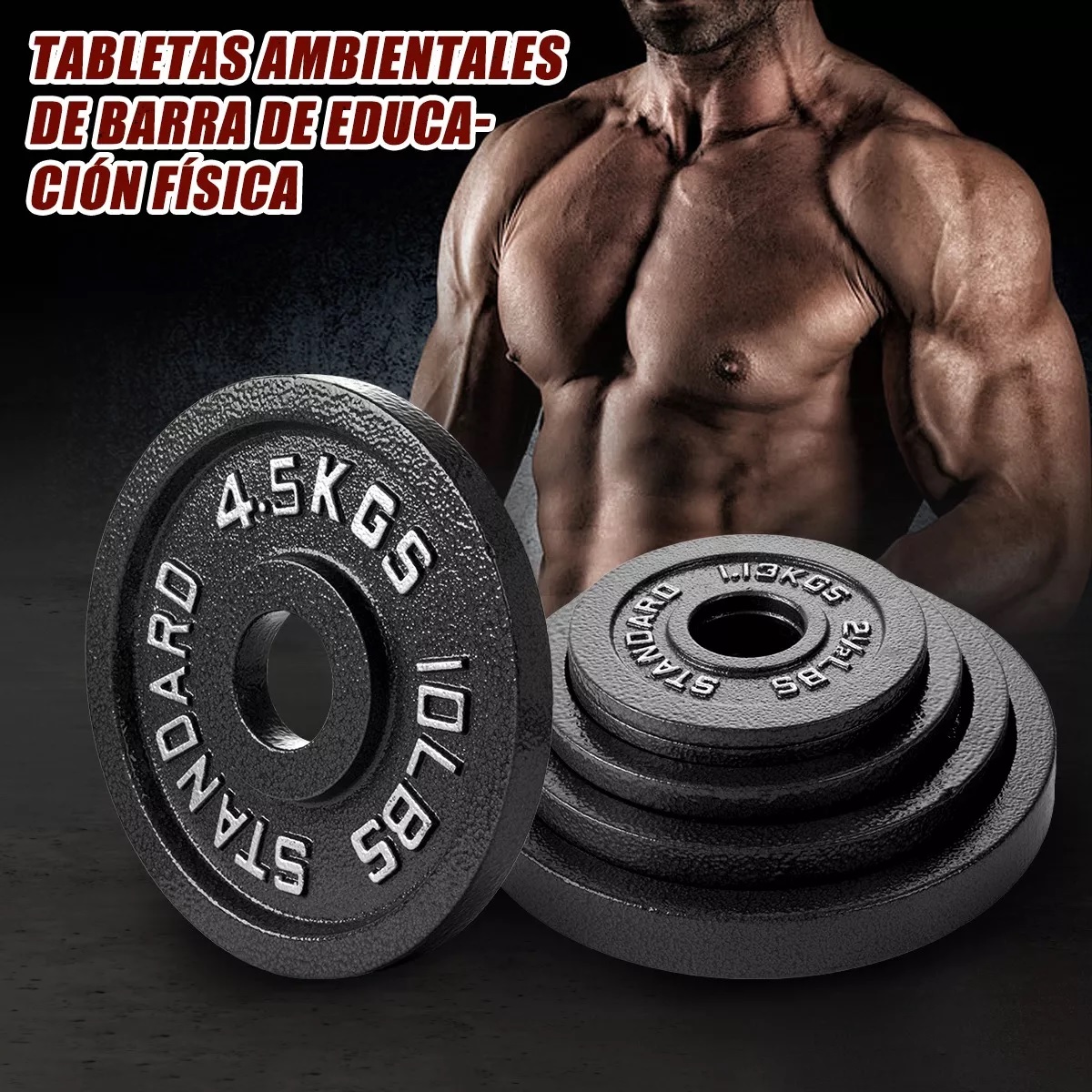 Kit De 5 Discos Para Barra / Mancuernas,2.5lb,5lb,10lb,25lb