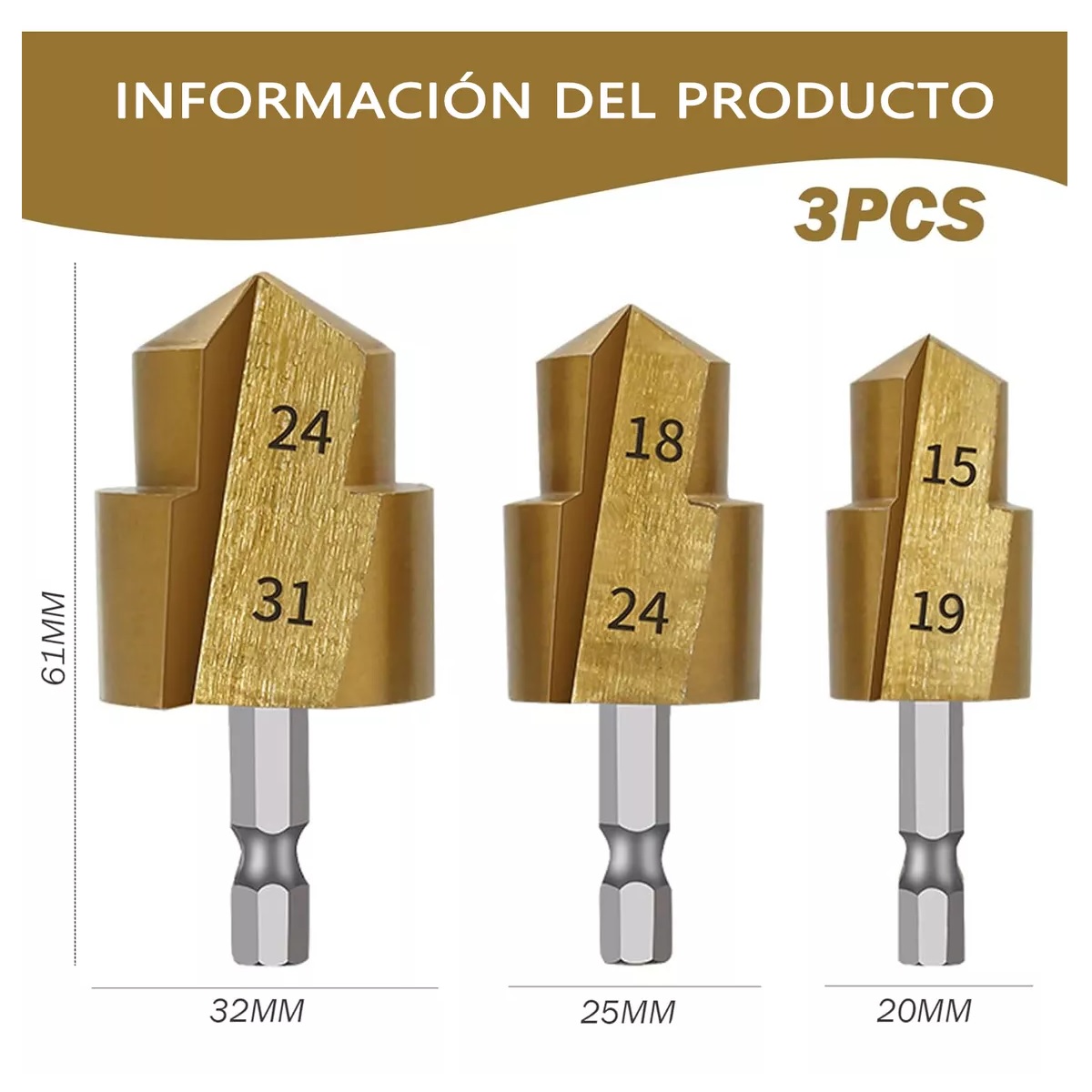 Broca Escalonada De Elevación Ppr Brocas Para Taladro 3pcs