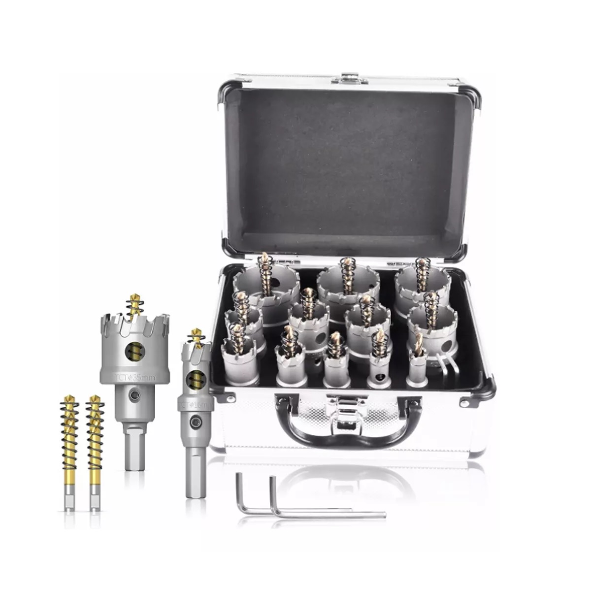 12 Brocas Sierra Perforadora Tct De Carburo Metal 14-54mm