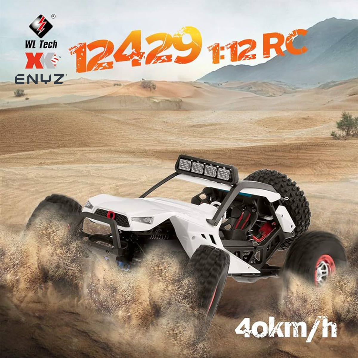 Carro A Control Remoto Carro 4x4 Jeep Buggy Razer Rc Wltech 12429 - 40 Km/h - 4x4 Color blanco