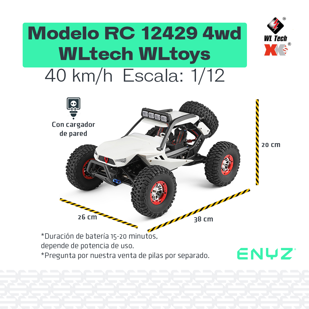 Carro A Control Remoto Carro 4x4 Jeep Buggy Razer Rc Wltech 12429 - 40 Km/h - 4x4 Color blanco