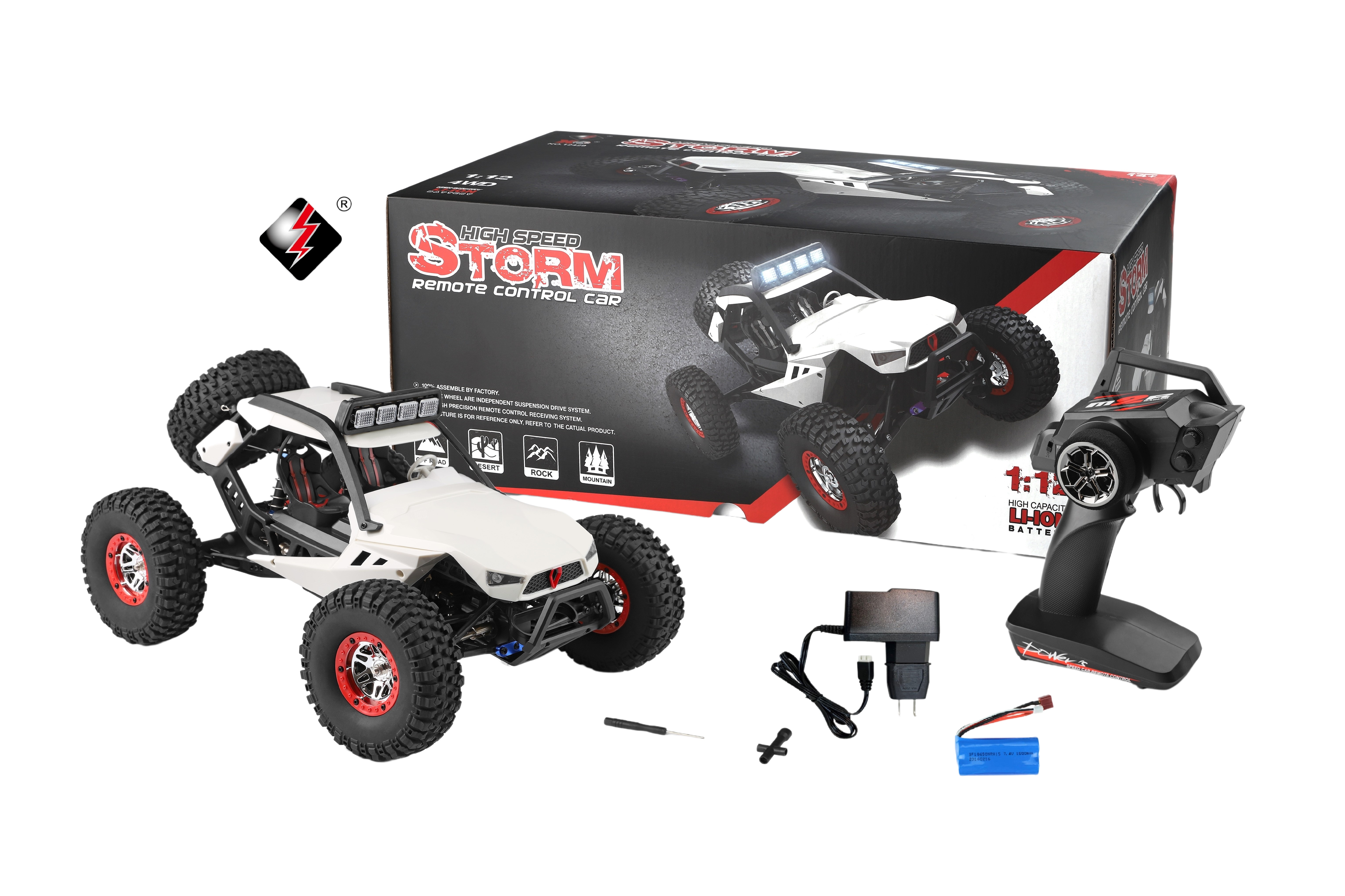 Carro A Control Remoto Carro 4x4 Jeep Buggy Razer Rc Wltech 12429 - 40 Km/h - 4x4 Color blanco