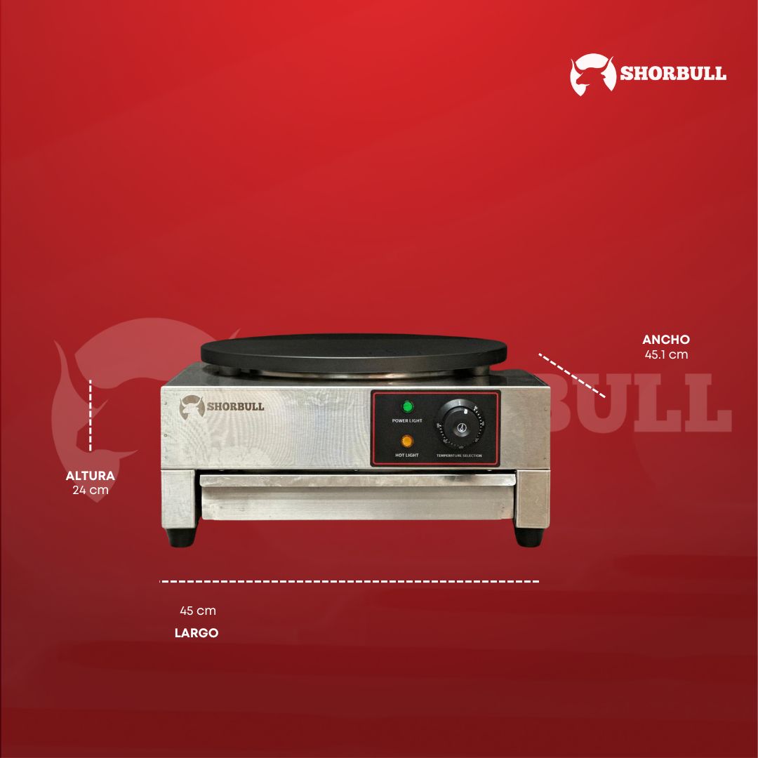 Crepera Industrial eléctrica 22 inch Shorbull Placa Antiadherente Control Temperatura