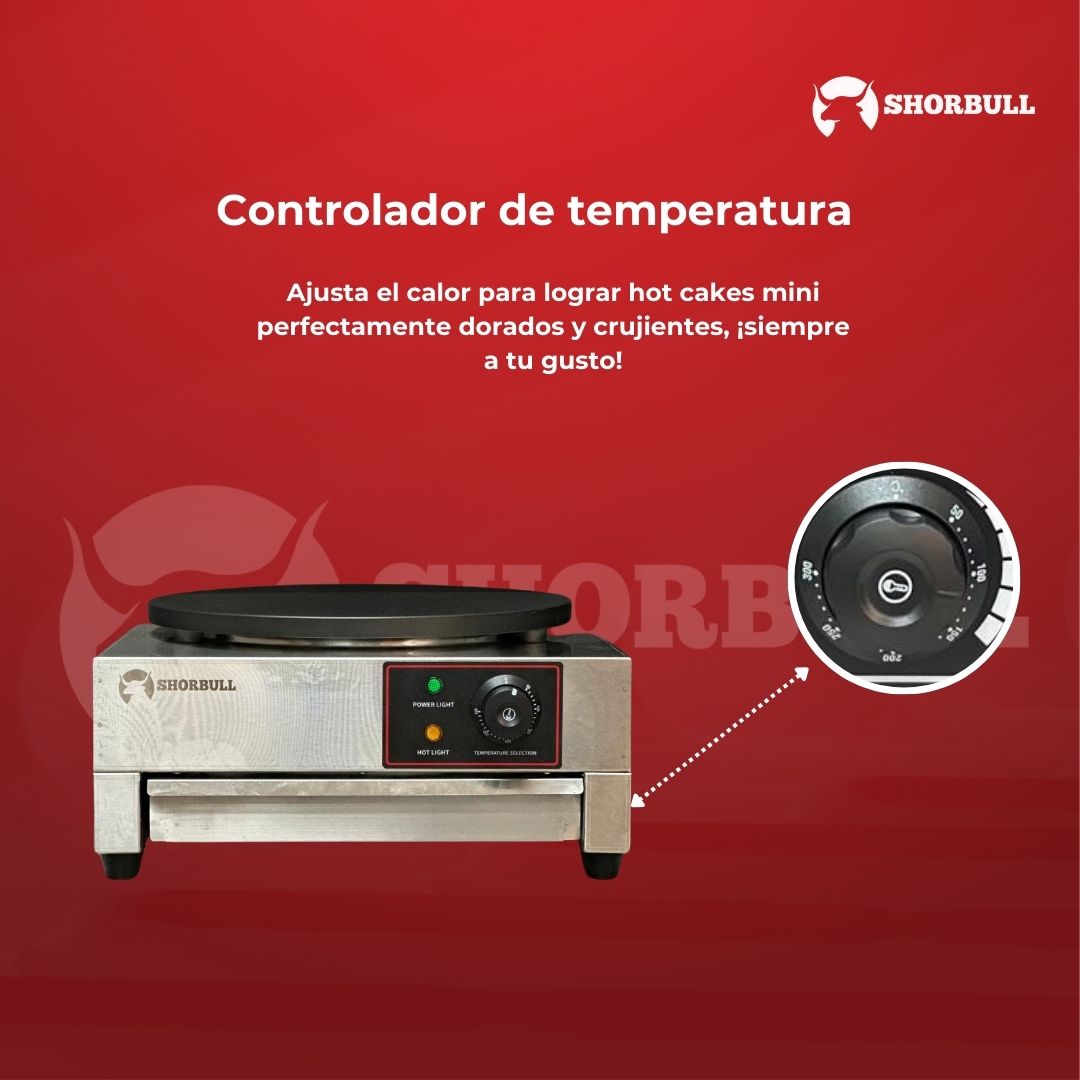 Crepera Industrial eléctrica 22 inch Shorbull Placa Antiadherente Control Temperatura