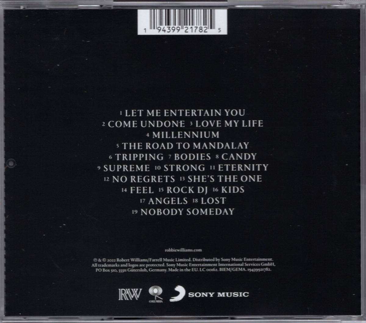 Robbie Williams Xxv Disco Cd