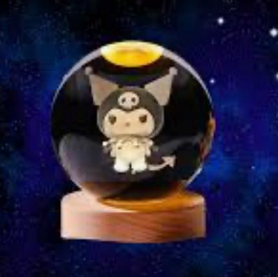 Estilo y Actitud, la Esencia de Kuromi en esfera de cristal 3D con Base Iluminada