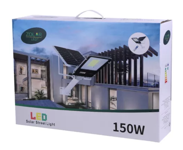 Lampara De Led Suburbana Solar 150w Cob (alumbrado Publico) Color Gris