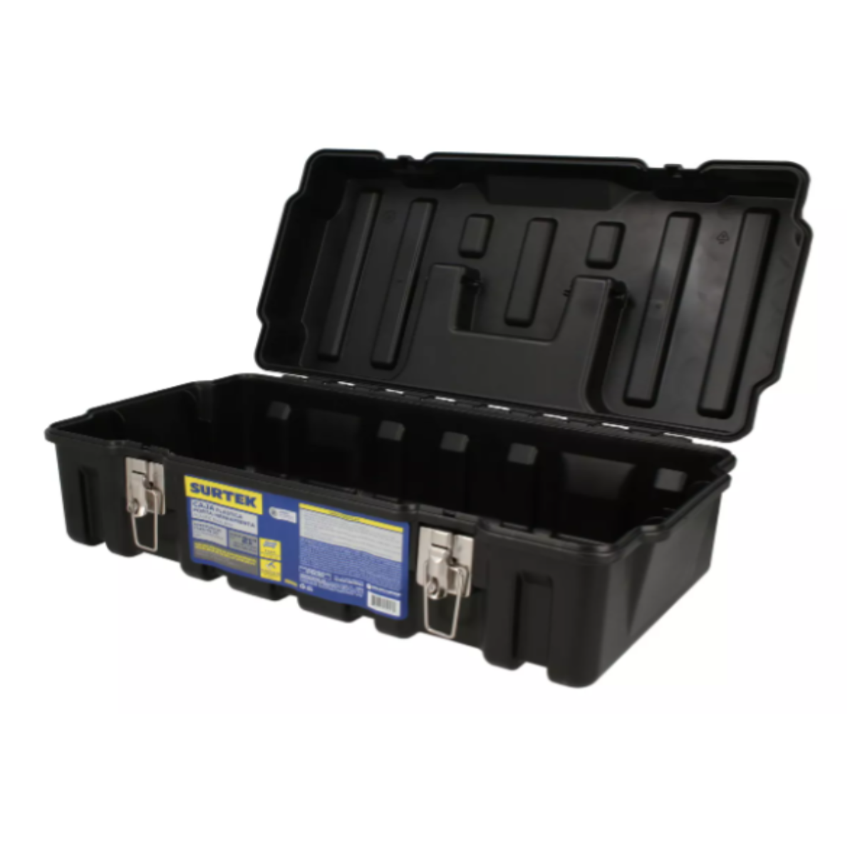 Caja portaherramientas plástica con broches metálicos 21" x 11" x 7" compacta Surtek