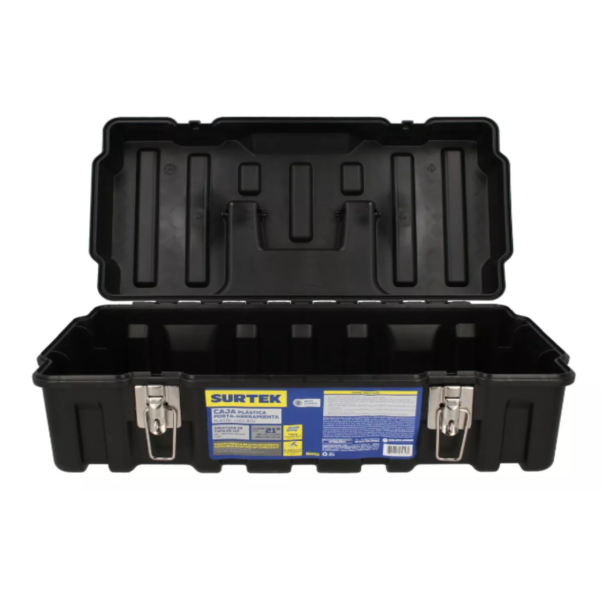 Caja portaherramientas plástica con broches metálicos 21" x 11" x 7" compacta Surtek