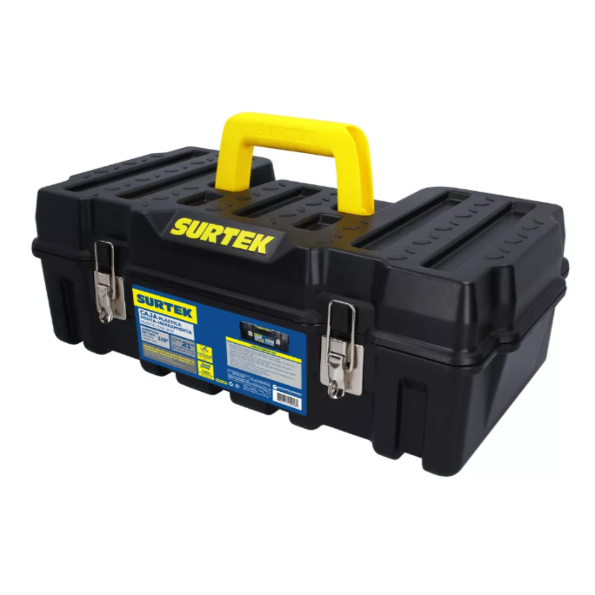 Caja portaherramientas plástica con broches metálicos 21" x 11" x 7" compacta Surtek
