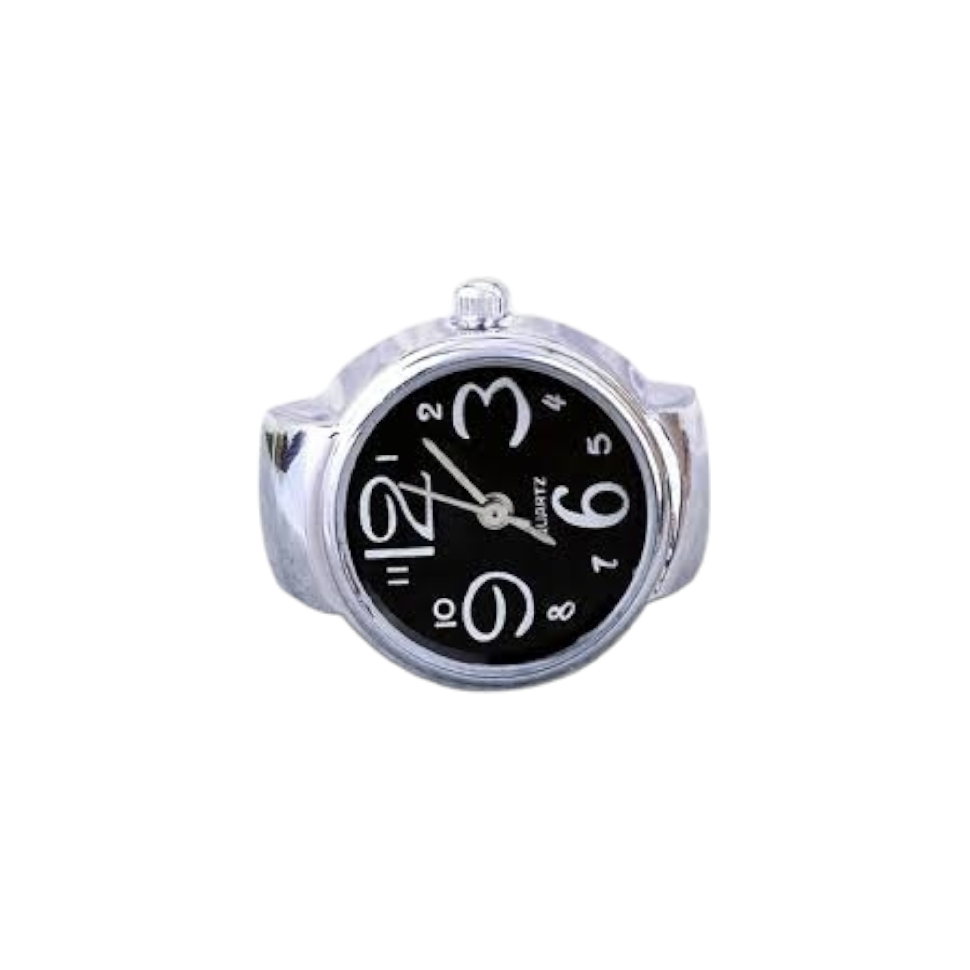 Reloj anillo plateado con negro 