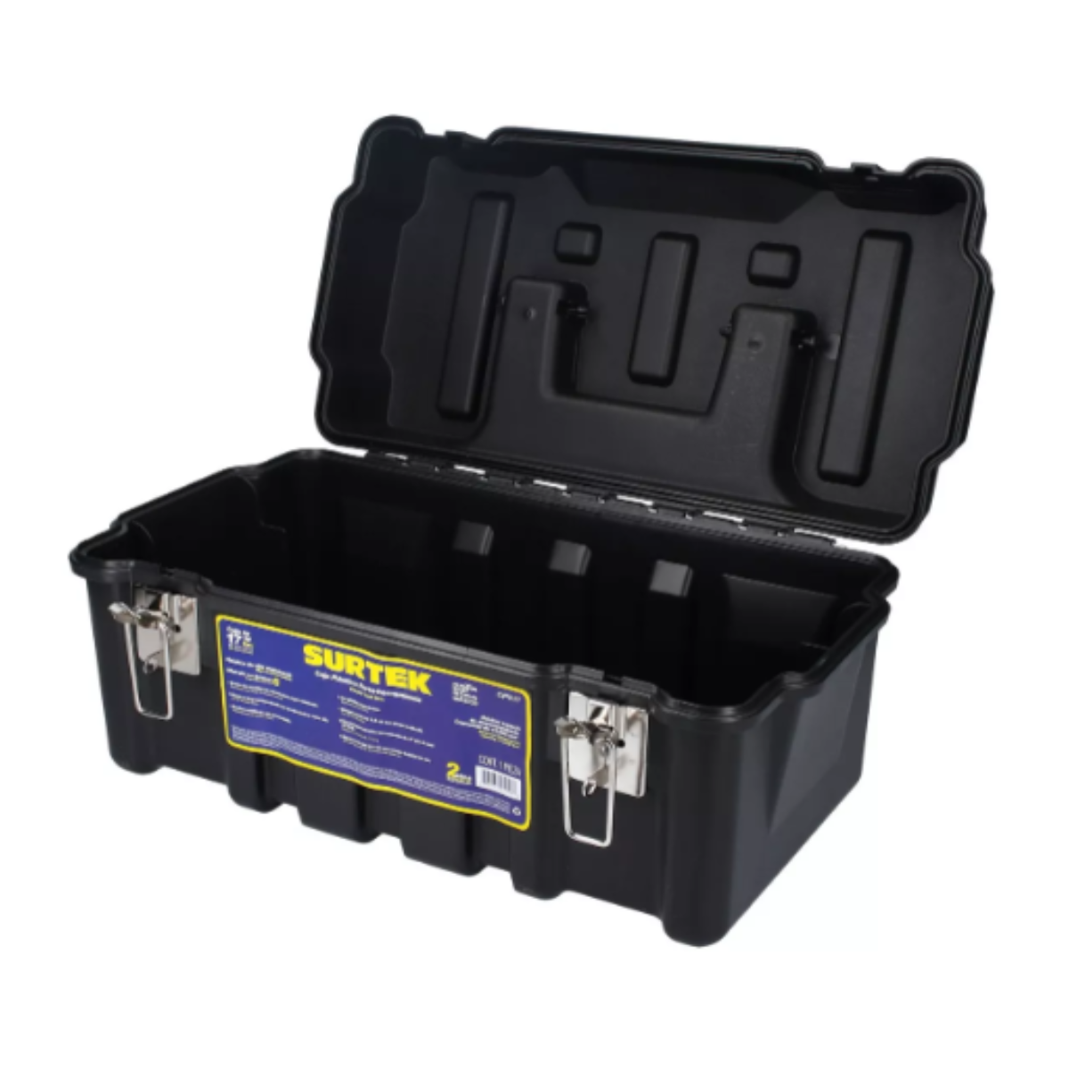 Caja portaherramientas plástica con broches metálicos 21" x 10" x 10" Surtek