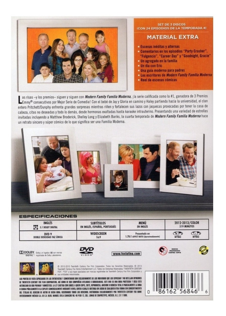 Modern Family Familia Moderna Cuarta Temporada 4 Cuatro Dvd