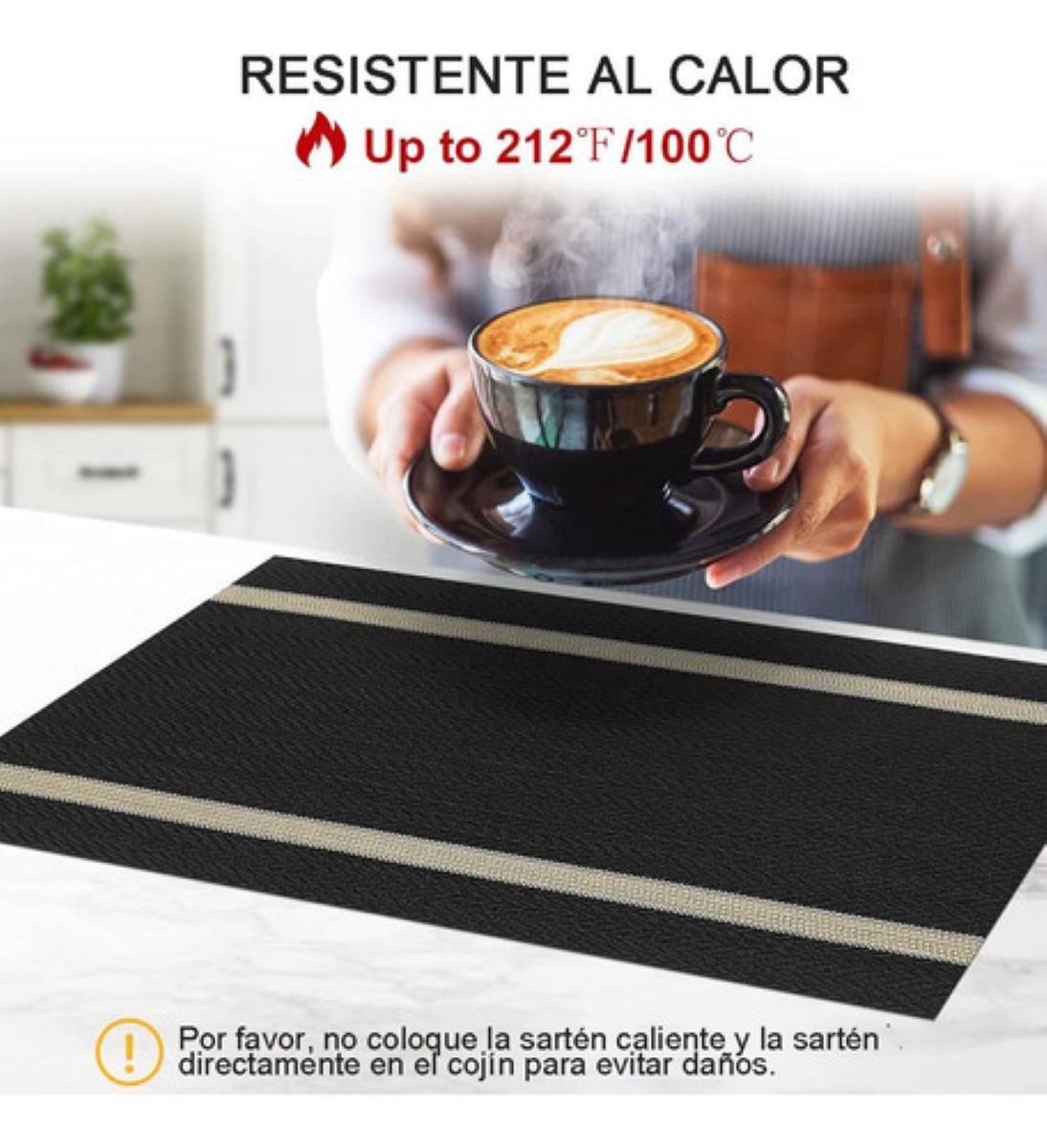 Manteles Individuales Antideslizantes 10 Piezas negro con dorado
