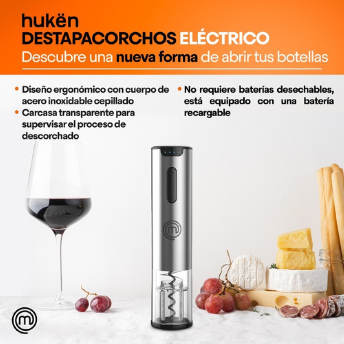 Descorchador Eléctrico Recargable  platedo