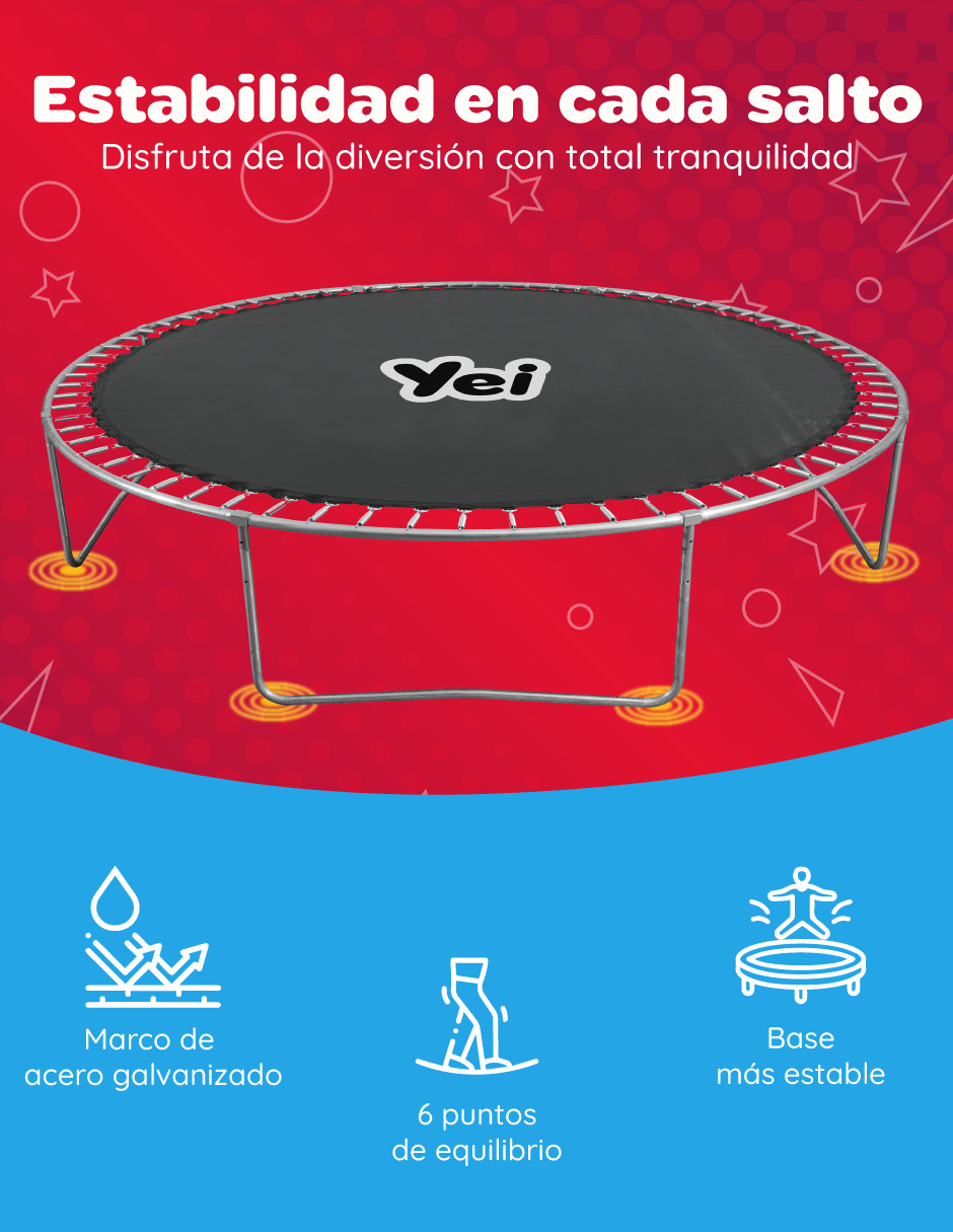 Trampolín 2.4 mts Brincolín Infantil YEI Reforzado 8 Pies Uso Rudo Con Red de Seguridad
