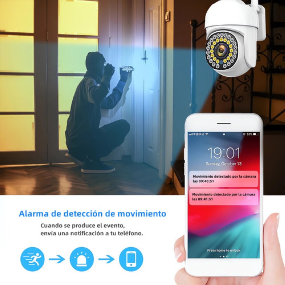 2pcs Cámara De Seguridad Exterior Wifi Hd 360°  Blanca