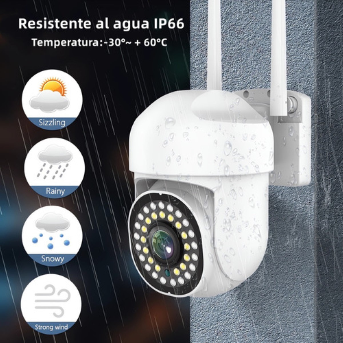 2pcs Cámara De Seguridad Exterior Wifi Hd 360°  Blanca